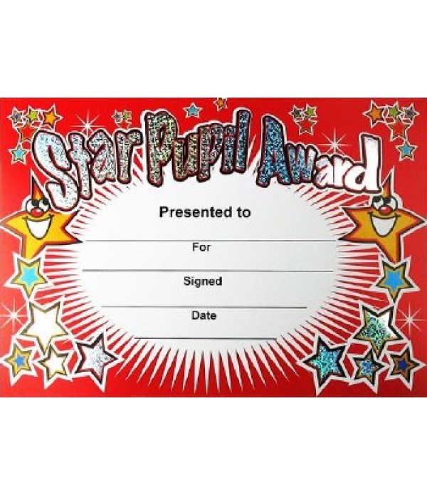 Award Certs Star Pupil (Red)