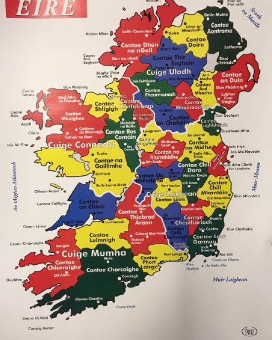 Poster Map of Ireland (Gaeilge)
