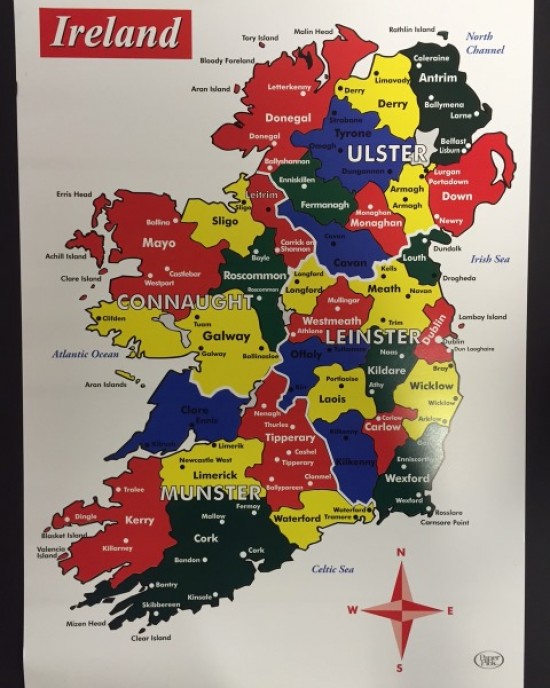 Poster Map Of Ireland